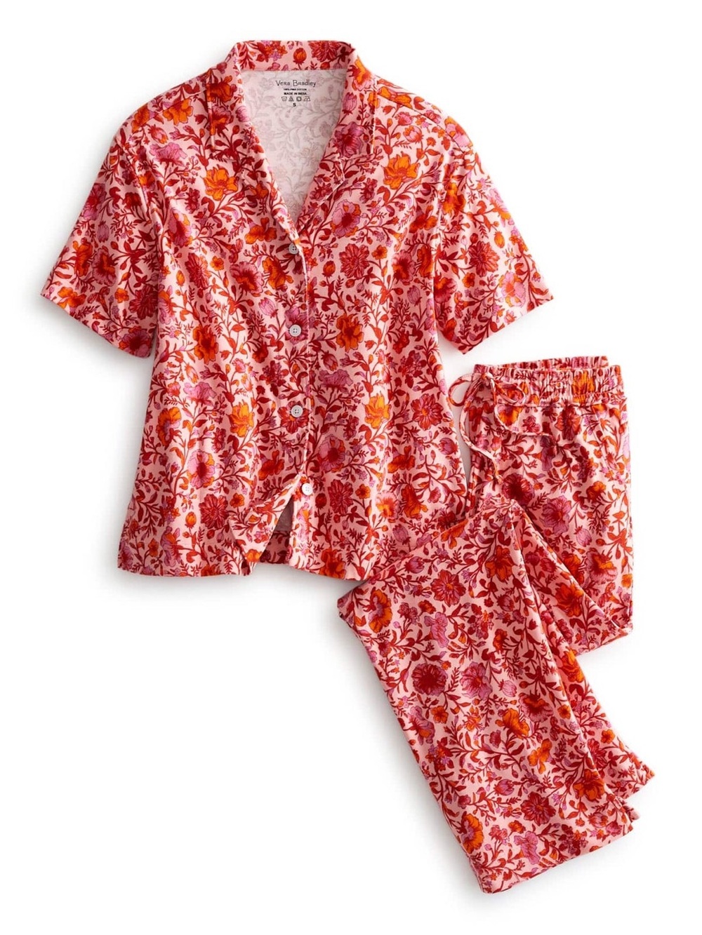 Button-Down Pajama Set Flourishing Garden Light in Cotton
